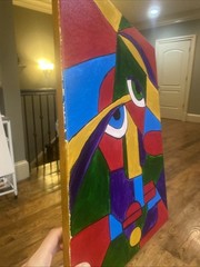 Abstract People,man And Woman,cubism,couple 16/20 Original Painting On Canvas,