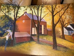 Huge Jim Lukens (b1959) „Farm With Ballet Dancers And Rabbits“ Oil Painting
