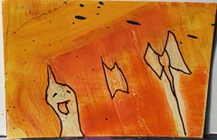 ACEO original art card 2.5” X 3.5” 1 Of 1 Mixed Media Signed By Artist! Abstract