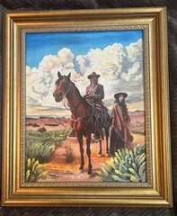 Western Art Acrylic Painting On Board Framed