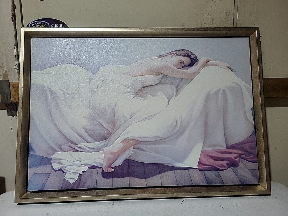 Sleeping Woman On Love Seat Vinyl Wall art 26 1/2 X38 1/2 By 2 Inches Deep