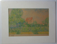 American or European painting house landscape French impressionist style