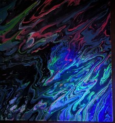 Abstract Fluid Pour Painting 8 X 8 Canvas Board Home Decor Art OOAK UV Reactive