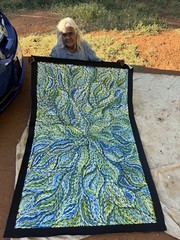 Rosemary Petyarre .Authentic Aboriginal Art. Bush yam flower, Size; 150 x 100cm