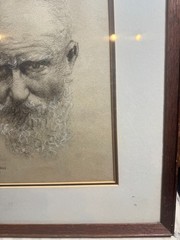 H L Bauman Signed 1932 Mixed Media Portrait Bearded Man Framed VG 18×15 Art
