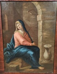 Antique 17th 18th Century Oil Painting Virgin Mary Italian Spanish Old Master