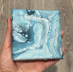 2 Mini 3.75 x 3.75 Abstract Paintings on Stretched Canvases Sky And Bubbles