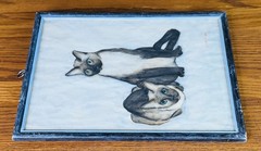 SIAMESE CATS ORIGINAL WATERCOLOR SIGNED BY ARTIST 1969 Portrait Wall Art MCM VTG