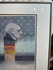 Luis Eades Roberto Rey Signed Casein Painting Modernist Portrait 1990 Framed Art