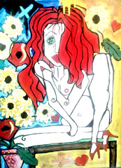 Original painting Nude Woman bright impressionist art 18x24x1 large by pb