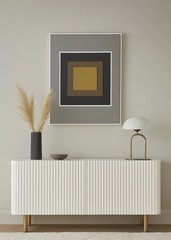 Minimalist Mixed Media Art – Acrylic Leather Geometric Square Abstract Painting