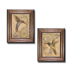 Bronze Framed Hummingbird by Pinto 2-pc Canvas Art Set (17 x 14 in ea Framed pc)