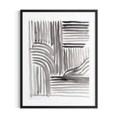 Original Contemporary Ink 9×12 Abstract Painting Wall Art Black White