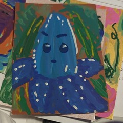 Blue Banana Man ACEO by Emily Meinert Acrylic On Paper