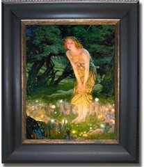 Black & Gold Framed Midsummer Eve by Hughes Canvas Giclee Art (18 x 15 in Frmd.)