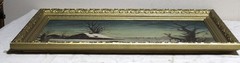 19thC ANTIQUE OIL PAINTING HORSE CART MOTHER CHILD COUNTRY LANDSCAPE GILT FRAME