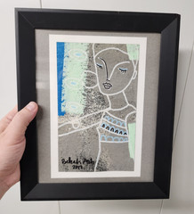 Original Painting on Paper Board Woman Signed Bekah Ash Framed 2012