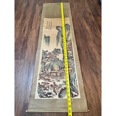 Vintage Chinese Landscape Hanging Scroll Mountain Ink Painting Calligraphy 48in
