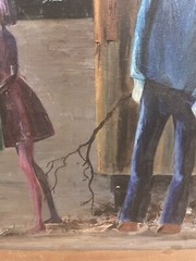 Vintage Marty Frankel Artwork Painting Social Realism Expressionism Somber