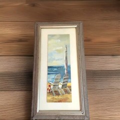 Wood Panel Painting – Sunny Beach Panel 1V Signed Artwork, 25 x 13 Inches