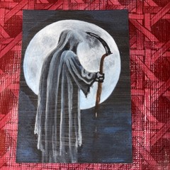 ACEO PRINT Miniature Painting Death Reaper Halloween Spooky Scary Horror Art