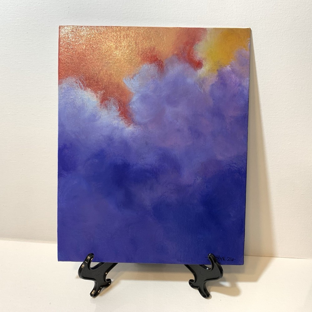 8″ x 10″ Original Acrylic Painting Clouds Sky Art Canvas Panel With Easel