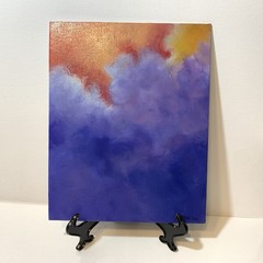 8″ x 10″ Original Acrylic Painting Clouds Sky Art Canvas Panel With Easel