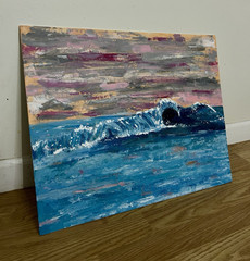 Abstract Acrylic on Canvas “Evening Storm” Unframed 20×28