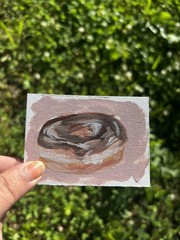 ACEO chocolate Doughnut Food original miniature still life painting dessert art
