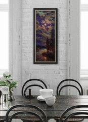 Original Oil Painting Moonlight Night Landscape Lake Art Canvas by A Onipchenko