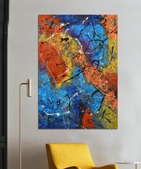 64”X44” Jackson Pollock style canvas ￼painting Acrylic,Abstract, Modern,Large