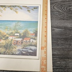 Vintage Ena May Carrington Painting Barbados Ostins Ocean Scene Trees Boats Land