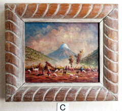 OSWALDO MONCAYO (1923-1984) Miniature Painting – Ecuador Village Life (item C)