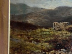 Antique Oil Painting Scottish Landscape With Highland Cows by John Smart RSA