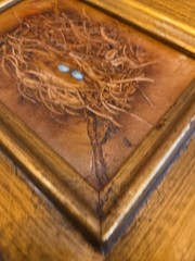 Original Oil Painting Bird Nest W/Blue Robin Eggs~Signed Nelda~Wood Frame 11×9.5