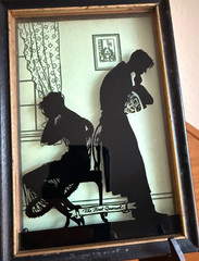 TWO ART DECO Silhouettes Reverse Painted on Glass by BUCKBEE-BREHM 1932