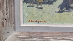 PETER HAYWARD ORIGINAL OIL CITYSCAPE PAINTING, 1940’s .FRAMED. 40X34 BEAUTIFUL