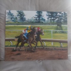 Original Horse Racing Painting Oil on Canvas 16×20 Direct From Artist