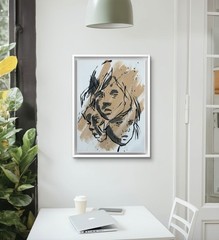 Original Abstract Three Girl Face Painting 14×11 canvas Modern Wall Art Home New
