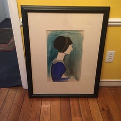 Joseph Stella Blue Woman Pencil and Watercolor Estate Stamp RARE HTF 30X25″ WOW!