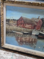 Lake Michigan Harbor Boats and Dock Original Oil by Paul Stratton Sr
