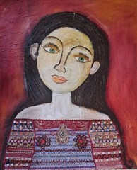 mixta On Canvas SANDRA DOOLEY T: La blusa 120.x100 cm cuba beautiful.art