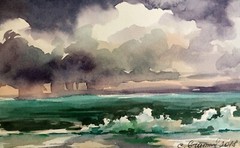 Watercolor Painting Black Sea Gramm S. Unframed Original Home Decor Art nAAA2655