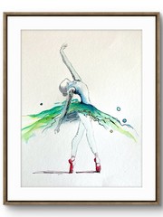 TITA PAINTZ Watercolor Ballerina Dancer Mixed Media Hand Painted Wall Art 9×12