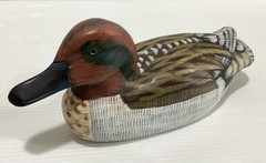 Wooden Duck Decoy Hand Painted In Vintage Style 19oz Blue Bill Folk Art