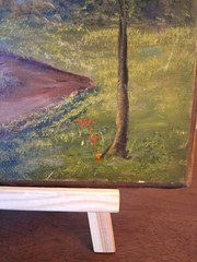 Original Landscape Rustic Painting With Barns Trees On Wood Panel Signed Witt