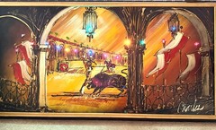 Carlo of Hollywood Matador Vs Bull Painting Art w/ Working Lights!!