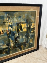Vintage Original Marcel Mouly Abstract Oil Painting Signed Dated 1957