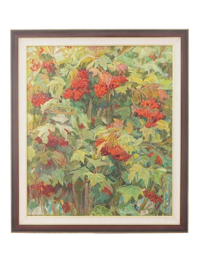Nina Volkova – “Kalyna” 1980 Soviet Art, Oil on Canvas Painting