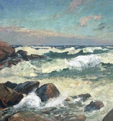 Aksel Knudsen (1903) Nordic Maritime Oil. Crashing Waves. 1940s. COA